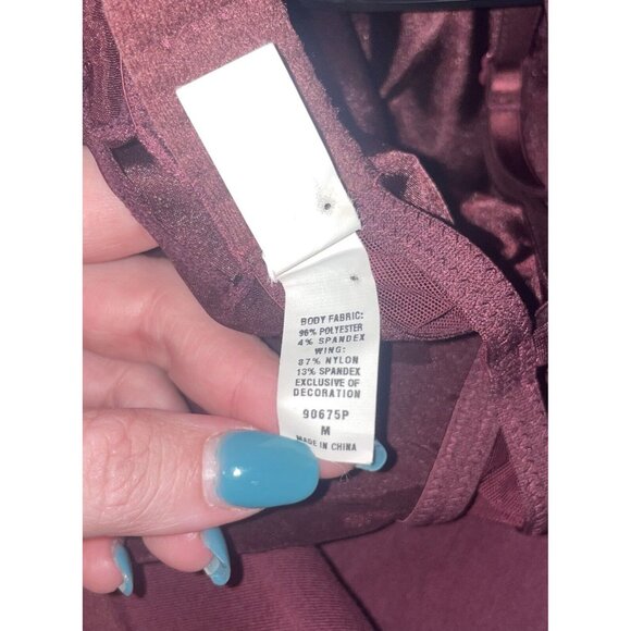 Jezebel 90675P Older Style Chemise Nightie Lingerie Satin Striped UW M Maroon - Picture 6 of 6